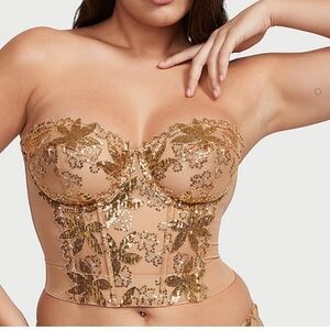 Clearance $90 Victoria’s Secret Limited, Rare Gold Sequin Corset Bustier